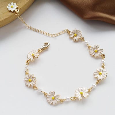 Exquise Mode Zoete Witte Madelief Bloem Armband Gepersonaliseerde Eenvoudige Vrouwen Madelief Ketting wit