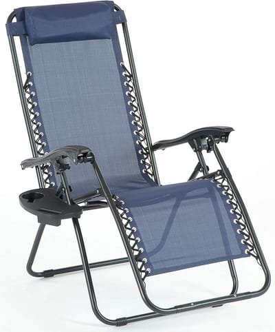 Zero Gravity Relaxer - Lounge Stoel Ligstoel - Tuin Ontspanning - Opvouwbaar Ontwerp - 93x63x110cm - Blauw