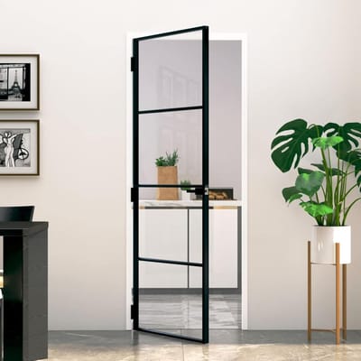 Binnendeur Glas - Kamer Deur - Interieur Indeling - Gehard Veiligheidsglas - 76x201.5 cm - Zwart