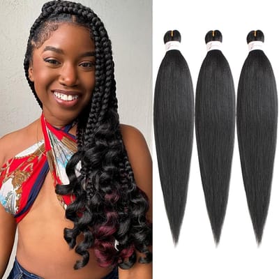 Dailygoods- Vlechthaar 40,6 cm voorgespannen - Kanekalon - 3 pakketten - Haarvlechten - Vlechthaarextensies - Hoge kwaliteit synthetisch haar - Haarextensies