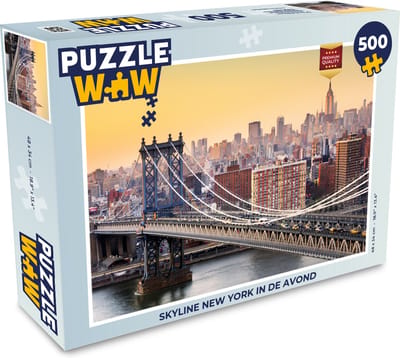 Puzzel Skyline New York in de avond - Legpuzzel - Puzzel 500 stukjes