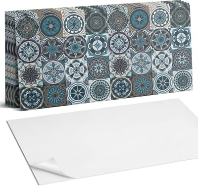 Coloray Plaktegels - Geruite mozaïekpatronen Wandtegel Zelfklevend - 60 cm x 30 cm - Turkoois Plaktegels - 6 stuks - Rechthoek PVC Tegels - Plaktegels Keuken - Zelfklevende Vloertegels Badkamer - Vinyl Tegels Zelfklevend - Zelfklevende Wandtegels