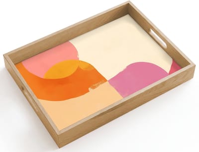 Dienblad hout 40x30 cm - Schootdienblad - Vormen - Abstract - Kleurrijk - Borrelplank rechthoek - Plateau dienbladen