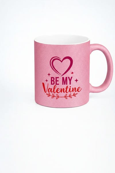 Valentijn Mok Roze Glitter 'Be My Valentine' - Romantisch Liefdescadeau Keramiek