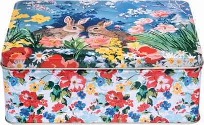 Blik Hazen en bloemen 20x16x7,5cm