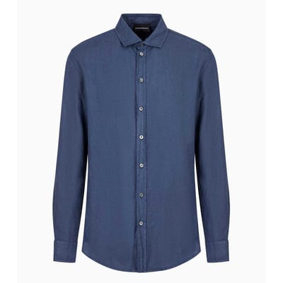 Emporio Armani Effen heren overhemd van katoen (Blauw)