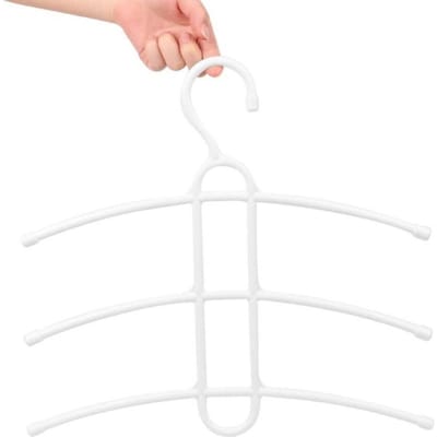Crochet Cintre Multifonctionnel 3 Couches Antidérapant Organisateur de Garde-robe Porte-vêtements Cintre Gain de Place white