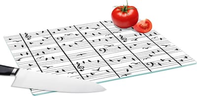 Glazen Snijplank - 39x28 - Patroon - Vogel - Muziek - Snijplanken Glas
