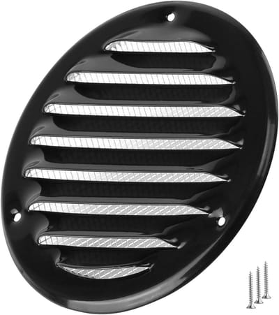 Ventilatierooster 100 mm Metaal Zwart met Insectengaas – Ventilatierooster voor Muur en Plafond – Luchtrooster voor Ventilatie en Afzuiging HVAC