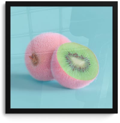 Poster in lijst - Fotolijst 40x40 cm - Posters - Kiwi - Blauw - Surrealistisch - Posterlijst zwart - Decoratie - Wanddecoratie woonkamer - Muurdecoratie slaapkamer
