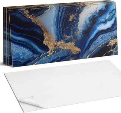 Coloray Plaktegels - Abstract golvend patroon Wandtegel Zelfklevend - 60 cm x 30 cm - Marine Plaktegels - 6 stuks - Rechthoek PVC Tegels - Plaktegels Keuken - Zelfklevende Vloertegels Badkamer - Vinyl Tegels Zelfklevend - Zelfklevende Wandtegels