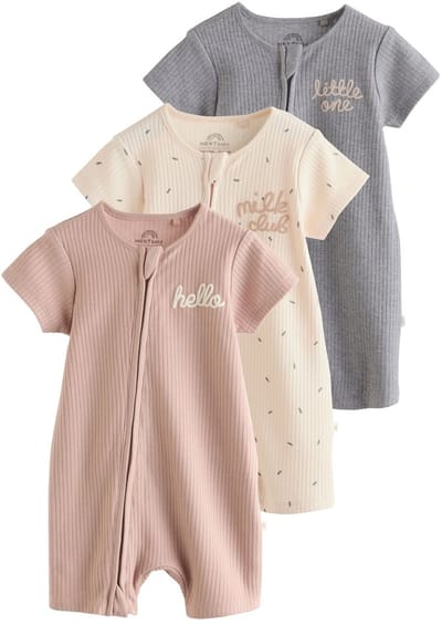 Next - Pasgeboren unisex - Set van 3 babyrompertjes met tweewegritssluiting - Crème