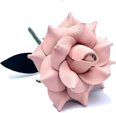 Leren Roos - Eeuwige Bloem - Romantisch Cadeau - Handgemaakt - 30 cm - roze