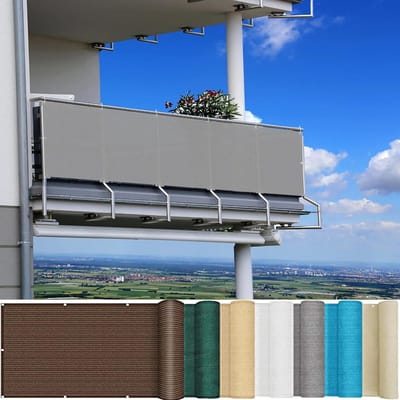 Balkonscherm Privacy - Windbreker Scherm - Buitenruimte Afschermen - 100% Privacy Ademend - 115x950cm - Grijs