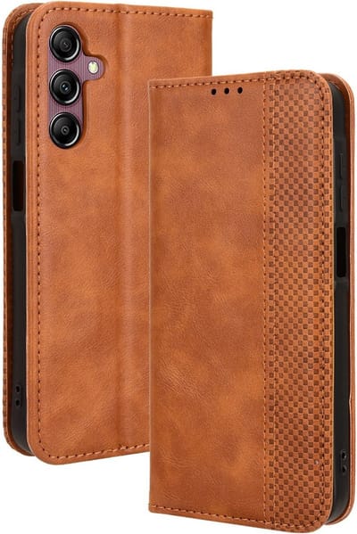 Coverup Hoesje - Geschikt voor Samsung Galaxy A15 Hoesje - Coverup Vintage Style Book Case - Bruin
