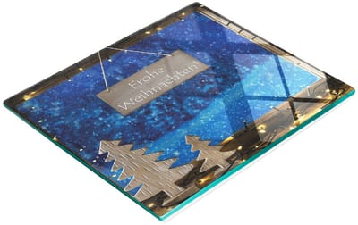 Decoratieve snij- en serveerplank van glas met kerstthema, 60x52 cm