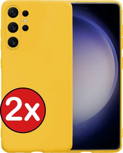 Hoesje - 2 Stuks - Geschikt voor Samsung Galaxy S23 Ultra - Sterk & Shockproof - Telefoonhoes - Back Cover - Case Siliconen - Telefoon Hoes - Geel