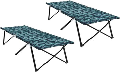 Opvouwbaar Camping Bed - Draagbaar Buitenbed - Kamperen Ontspannen - Waterafstotende Stof - 206 x 76 cm - Bladpatroon