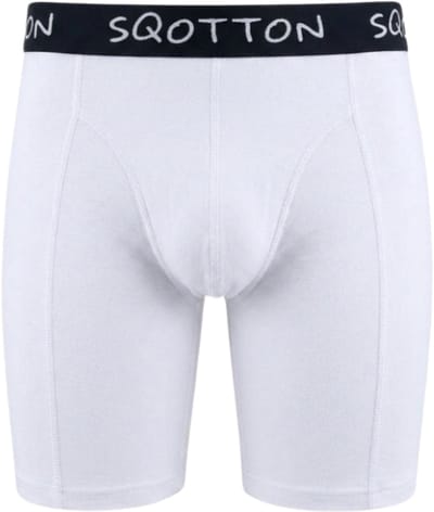 Heren boxershort - SQOTTON® - Lange Pijp - Wit - Maat M