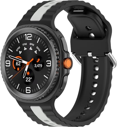 Stravo Siliconen bandje geschikt voor Samsung Galaxy Watch 9/8 - Siliconen Horlogeband met Pin Sluiting en Tweekleurig Design voor Samsung Galaxy Watch 9 (40/44mm) / Watch 8 (40/44mm) / 8 Classic (46mm) - Zwart/grijs