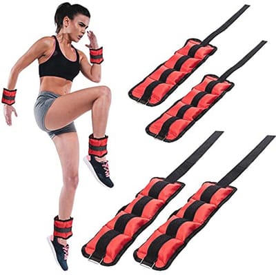 Set van 4 pols- en enkelgewichten voor fitness - 2 kg en 1 kg trainingsgewichten met verstelbare gesp