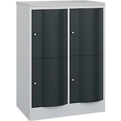 C+P Resisto lockerkast, 2 vakken, 4 vakken, B 772 x D 540 x H 1077 mm, lichtgrijs/antracietgrijs