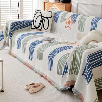 Regenboog Suiker Worpdeken Enkel Vier Seizoenen Chenille Bankhoes Stof Anti-kat Krab beschermhoes Bankdeken Mat 180x130cm gray