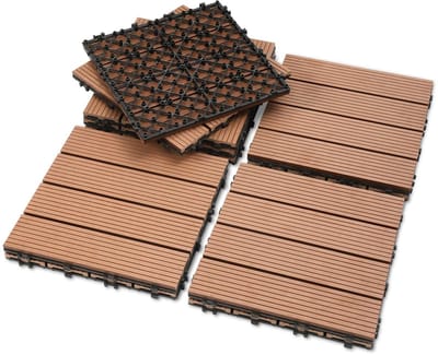 22 Stuks WPC Terrastegels 30x30 cm Inclusief Kliksysteem - Waterdicht Bruin voor Terras en Balkon (2 m²)
