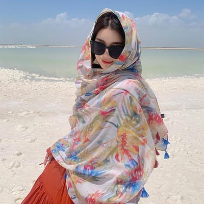 Ontwerp Dames Sjaal Zonwering Katoenen Sjaals Dubbel Gebruik Zomer Herfst Lange Sjaals Strandvakantie Strandlaken Strandkleding Sluiers gray