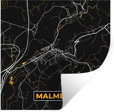 Muurstickers - Sticker Folie - Plattegrond - Goud - Malmedy - Kaart - Stadskaart - 100x100 cm - Plakfolie - Muurstickers Kinderkamer - Zelfklevend Behang XXL - Zelfklevend behangpapier - Stickerfolie
