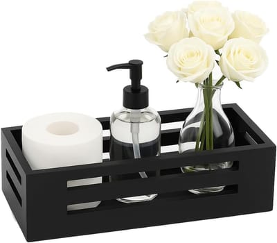 Houten Toiletpapieropslagmand, Open Badkamer Organizer voor 2 Rollen, Rectangulaire Houten Plank voor Badkamer, Gastentoilet of Keuken met Zeepdispenser