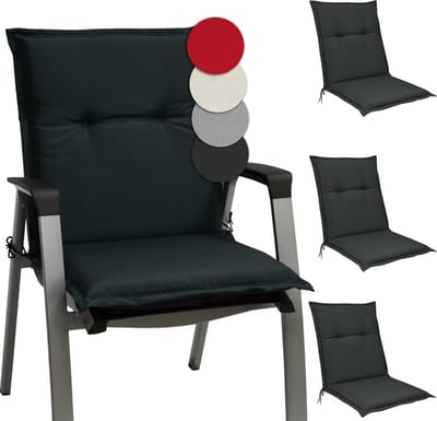 Beautissu Base NL – Set van 4 Tuinstoelkussens Lage Rug 100x50x6 cm Grafiet Grijs Kussen voor Tuinstoelen Zitkussen
