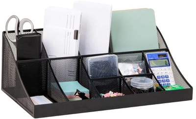 Famanu – Kop- en kruidenstation – Metalen mesh koffiebar organizer voor aanrecht – Zwart