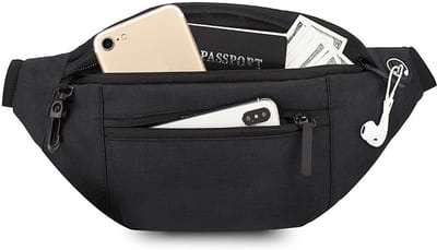 Crossbody tas - Grote crossbody heuptas - met 4 ritsvakken - Geschikt voor sport, vakantietrainingen, reizen, hardlopen, vrije tijd - Handsfree portemonnee heuptas telefoontas - 1 stuk - Zwart