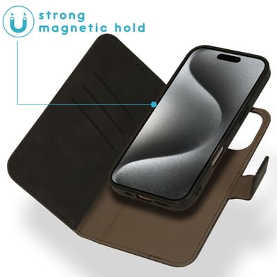 imoshion Hoesje - Geschikt voor Apple iPhone 16 Pro Max - Uitneembare 2-in-1 Luxe Bookcase - Zwart