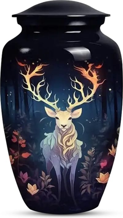 XXL As Urn - 3.5 Liter - Crematie Urn - Uniek - Voor Huisdieren of Menselijk As - Crematie As - Mini Urn - Decoratie Urn - Reindeer In The Forest