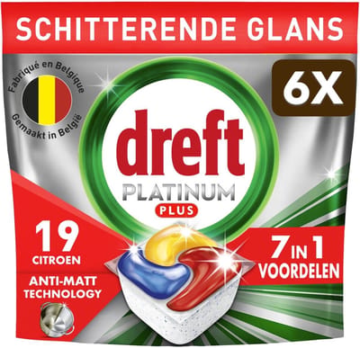 6 x Dreft Platinum plus Allin1 - 30tabs 465g - anti-matt original vaatwastabletten