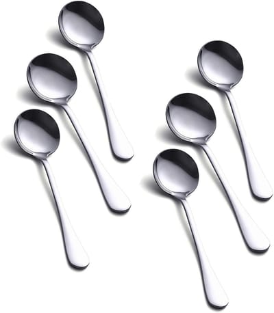 6-delige Soeplepel Set Bouillon Lepel Bestek Rvs Spiegel Polijsten 18.8cm 7.4-Inch