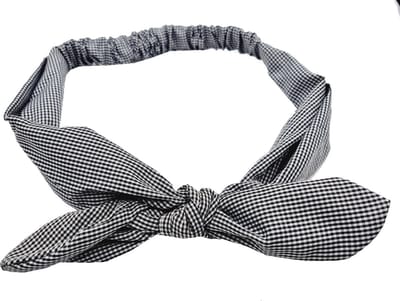 Haarsoires Haarband Knoop 6cm – Strikje met IJzerdraad – Ruitprint – Zwart