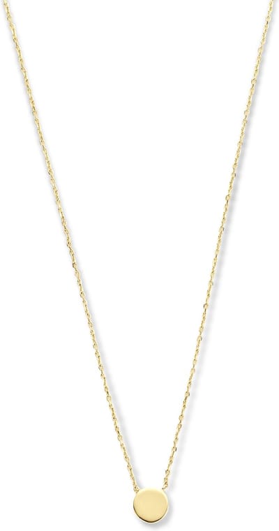 New Bling 9NBG-0240 Gouden Ketting - Dames - Met Vaste Hanger - Rondje - 6 mm - 38 + 2,5 + 2,5 cm - 14 Karaat - Goud