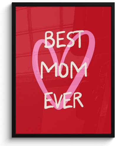 Poster in lijst - Fotolijst 50x70 cm - Posters - Moeder - Quote - Hartje - Rood - Posterlijst zwart - Decoratie - Wanddecoratie woonkamer - Muurdecoratie slaapkamer