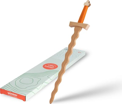 Slangenzwaard Houten slangen zwaard voor kinderen 58 cm lang, echt hout van beukenhout, ridderzwaard, kinderzwaard, speelgoed, carnaval, middeleeuwen ORANJE
