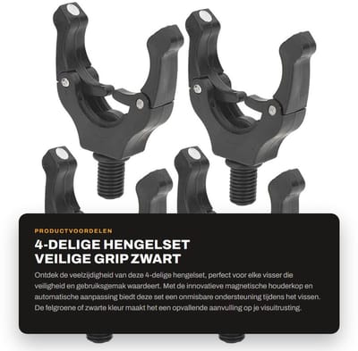 Dailygoods- Hengelset 4-delig - Magnetische Houderkop - Verstelbare Grip - Staartsteunhouder - Gereedschapsaccessoires - Duurzaam en Veilig - Vishengel