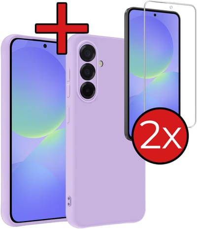 Hoesje - Met 2x Screenprotector - Geschikt voor Samsung Galaxy A36 - Sterk & Shockproof - Telefoon Hoes - Back Cover - Siliconen Case - Telefoonhoes - Lila