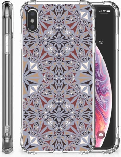 Apple iPhone Xs Max Anti-Shock Hoesje Flower Tiles