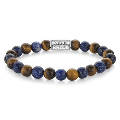 Rebel & Rose armband Mix Tiger Lapis 8mm unisex RR-80109-S