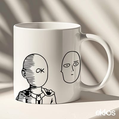 Ekkos OK Anime Design Koffiemok - Grappige Mok - Wit Oor - 325ml - Cadeau voor Anime Fans - Manga Kado Tip - Hem / Haar