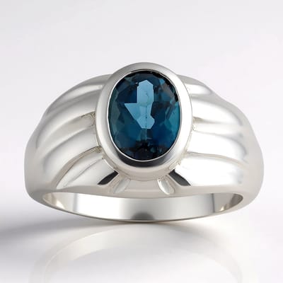 Cavill - Zilveren ring 925 sterling met 1,36 ct Londenblauwe topaas ovaal - luxe sterling zilveren ring met bezelzetting - Edelstenen uit Brazilië