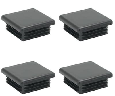 Inslagdop/meubeldop zwart vierkant 6 bij 6 cm en hoogte 0,4 cm van kunststof - Set van 4 stuks