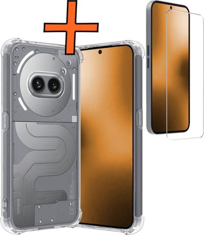 Hoes - Met Screenprotector - Geschikt voor Nothing Phone (2a) - Sterk & Shockproof - Siliconen Case - Back Cover - Telefoon Hoes - Shock Proof - Transparant